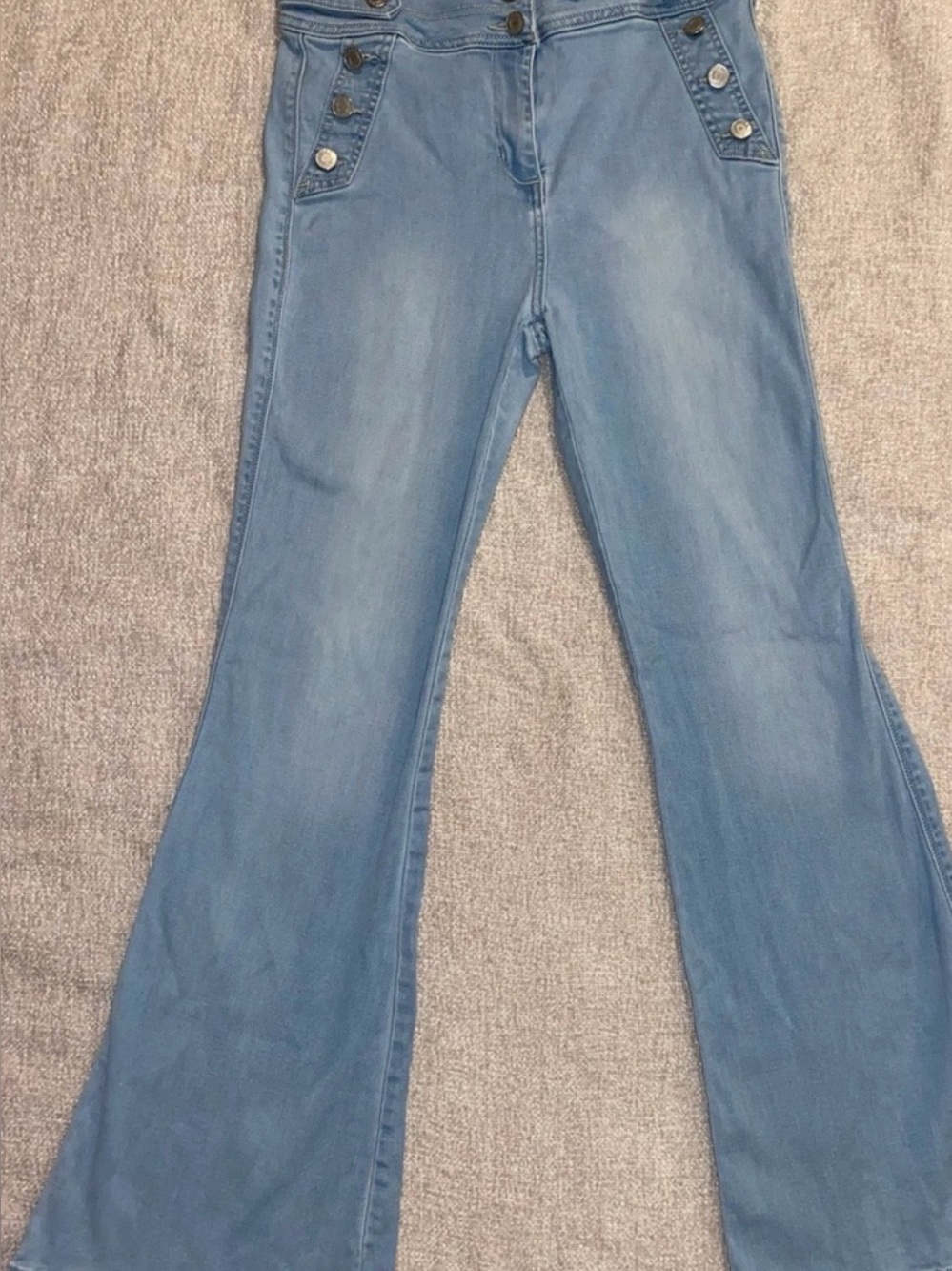 Cello Sailor Button Front Light Wash Flare Jeans Size 9 Festival Jeans